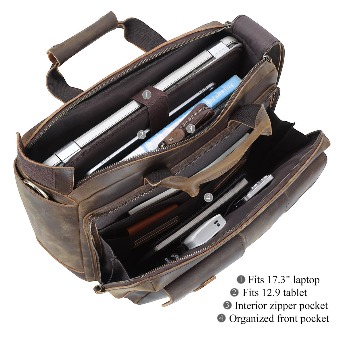 Leather 17.3" Laptop Briefcase I416