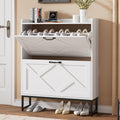 White 2 Flip Drawer Shoe Storage Cabinet Y787119