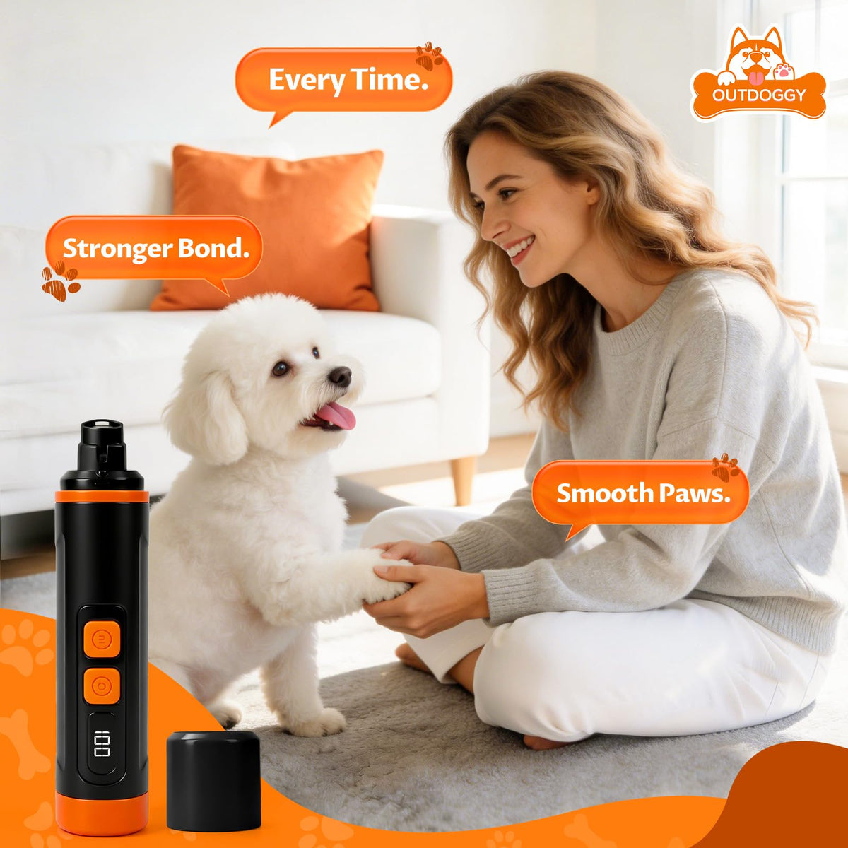 Dog Nail Grinder, Quiet 3-Speed with LED & Safety Guard X163