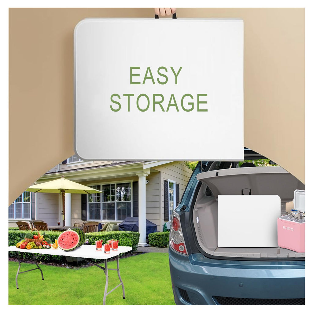 6FT Plastic Folding Table with Lock and Handle H540