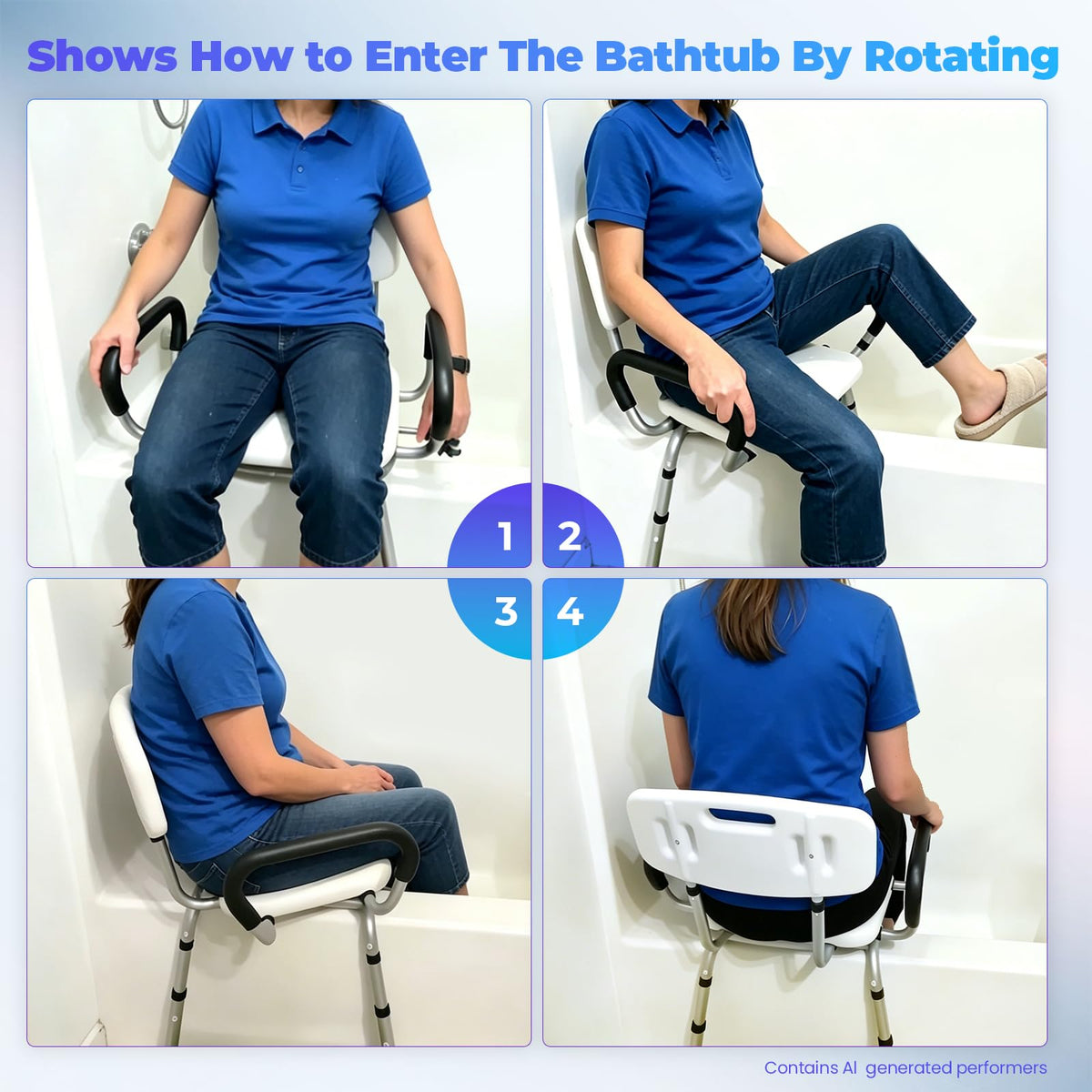 Swivel Shower Chair with Arms and Back O391871