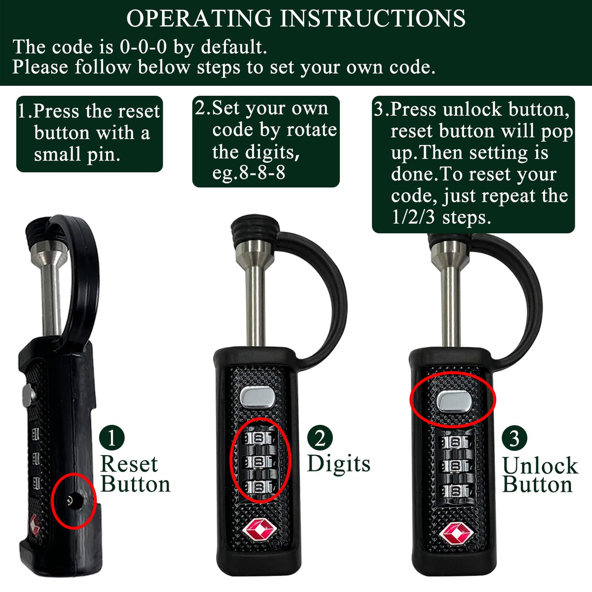 Orange 4-Pack 3-Dial Combo Lock B381513