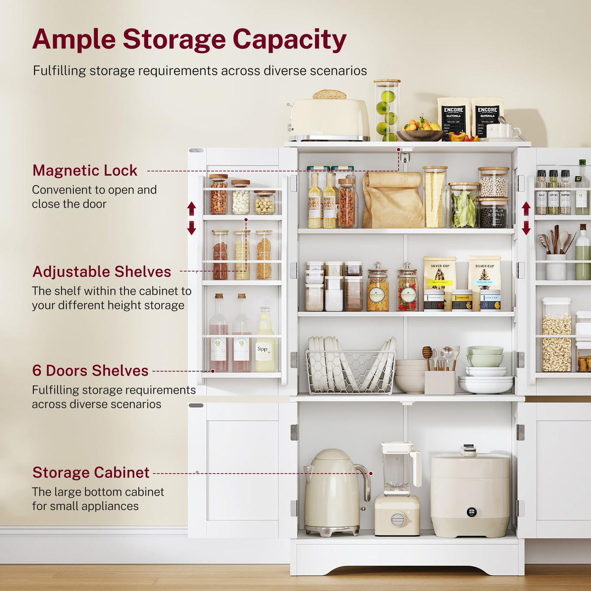 43”H Pantry Cabinet with 4 Doors D552402