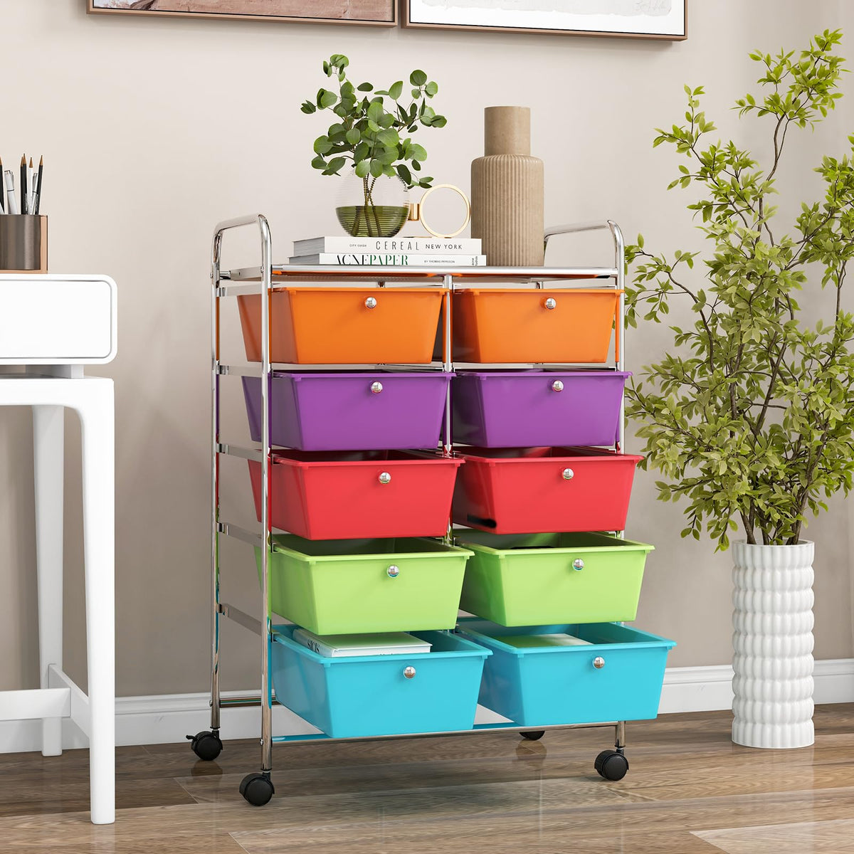 10 Drawer Rolling Storage Cart with Wheels B362732