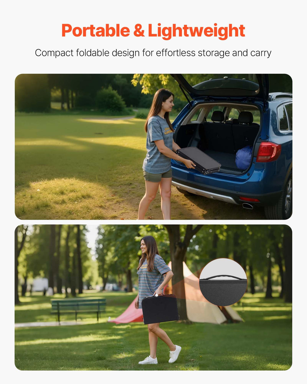 Folding Camping Table Adjustable Height Aluminum MDF 24 x 16 inch R80716