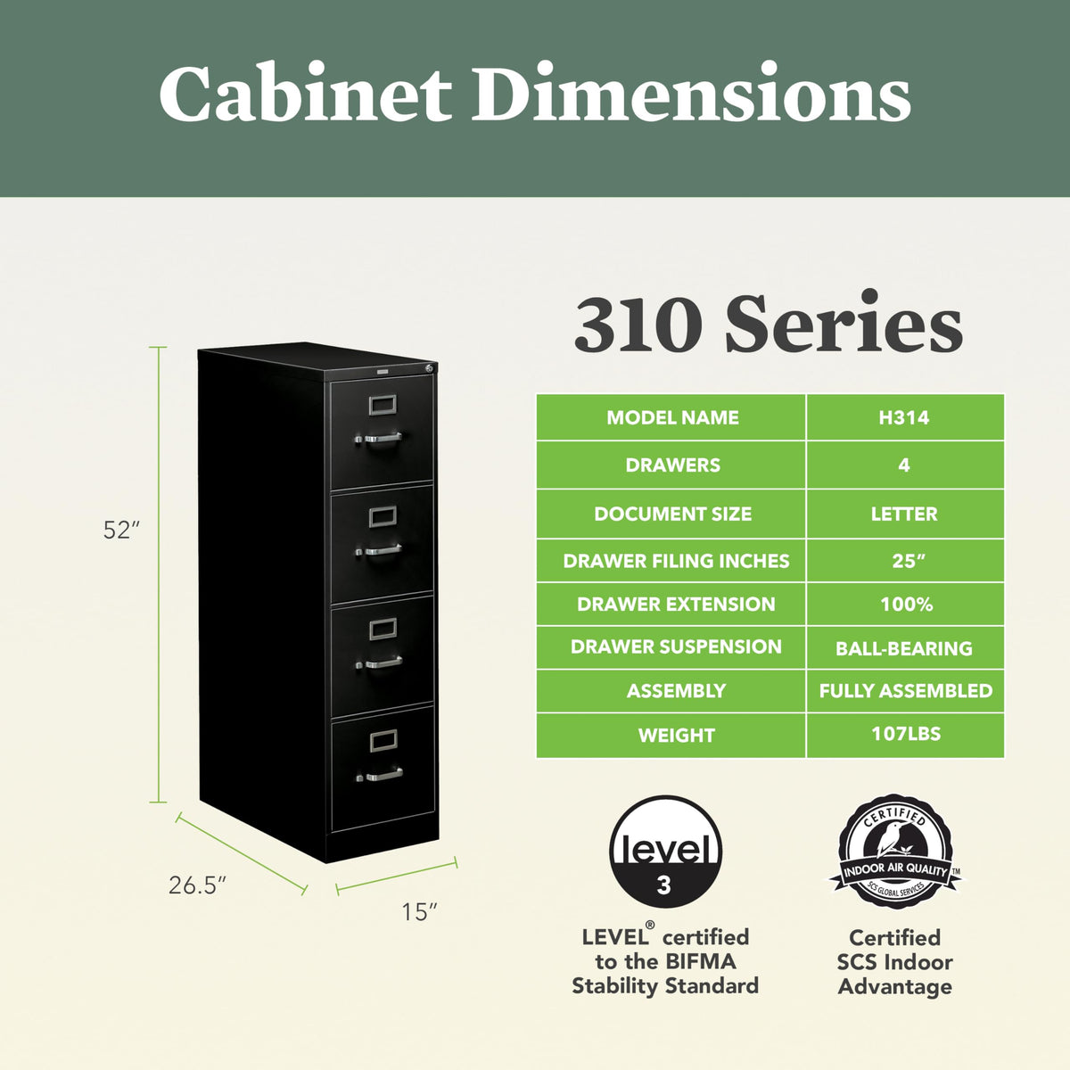 Black 4 Drawer File Cabinet R91252