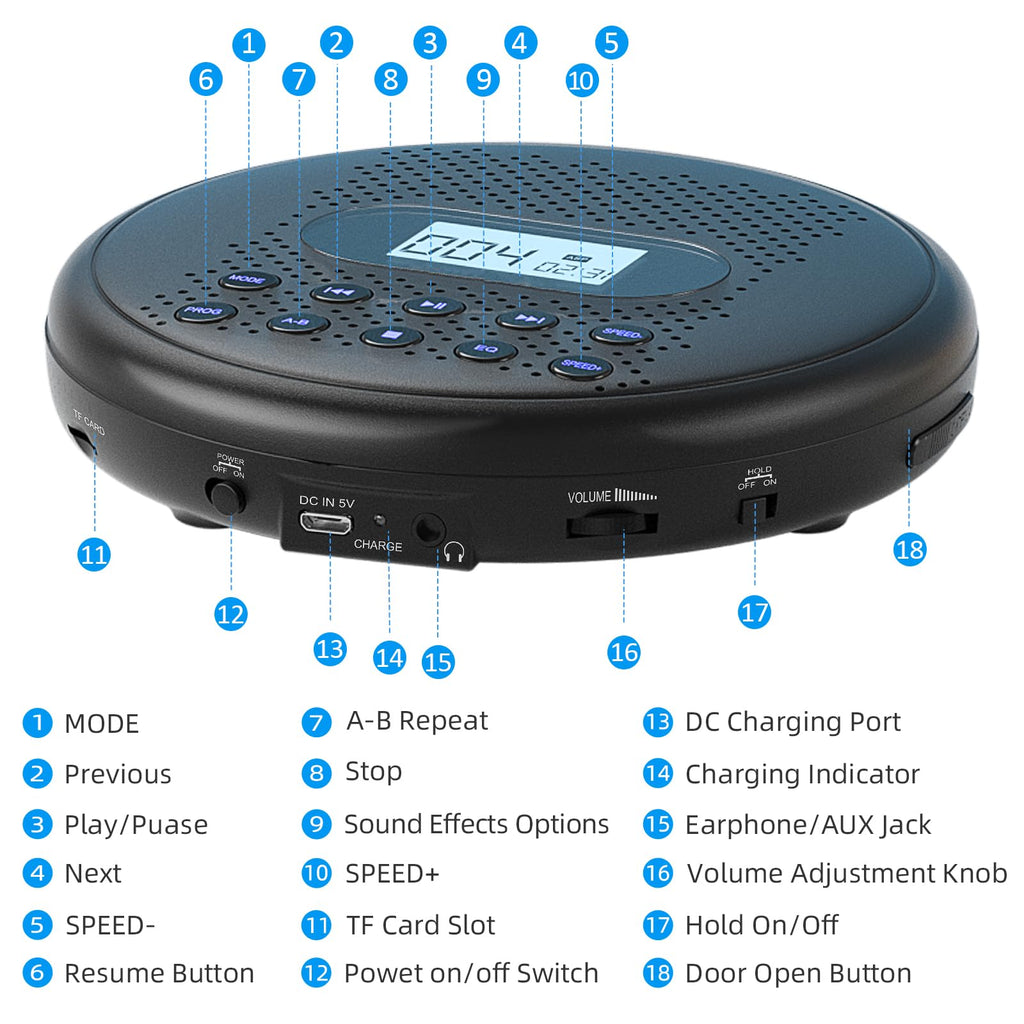Portable CD Player with Dual Stereo Speakers C73974