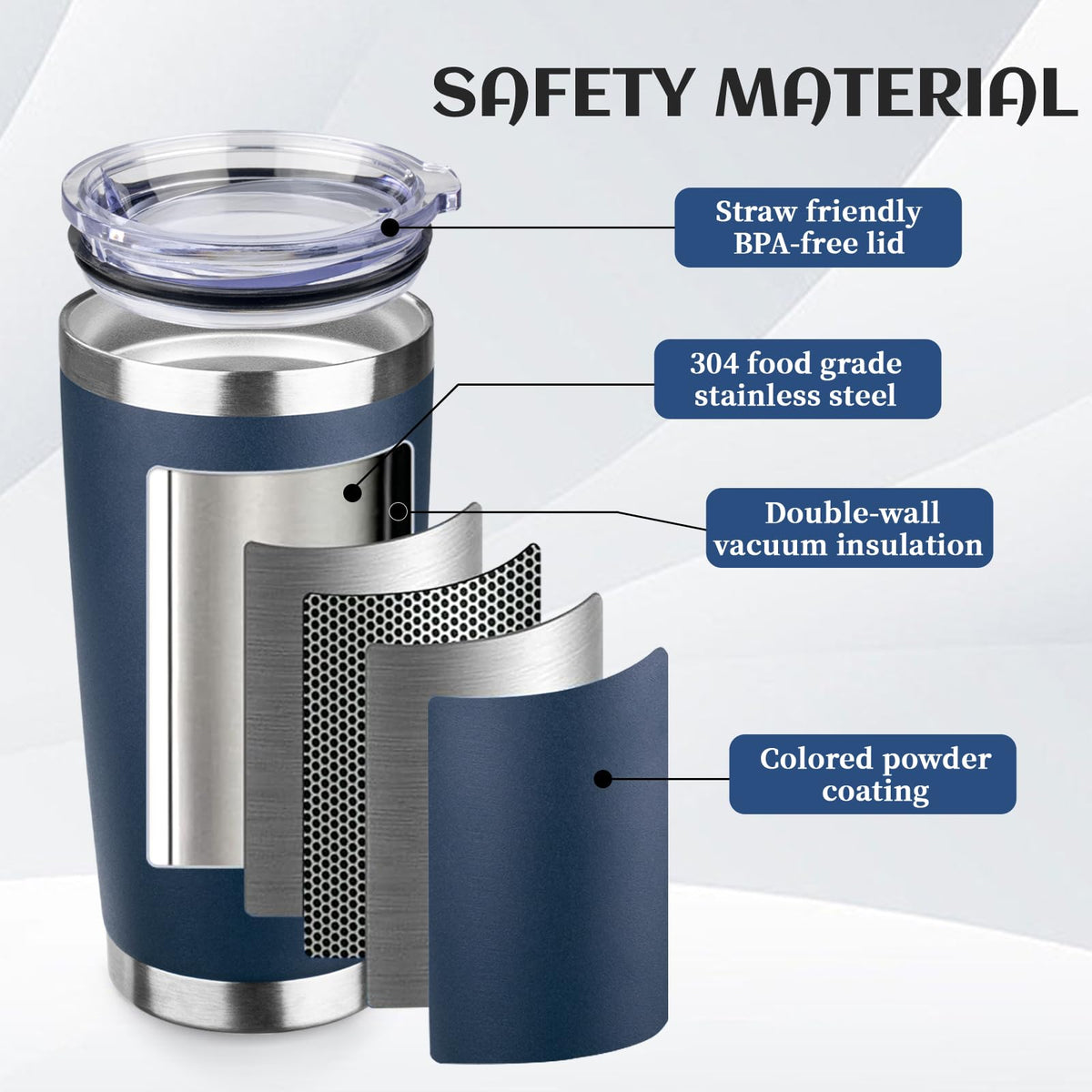 20oz Stainless Steel Travel Coffee Tumbler Navy Blue K22368