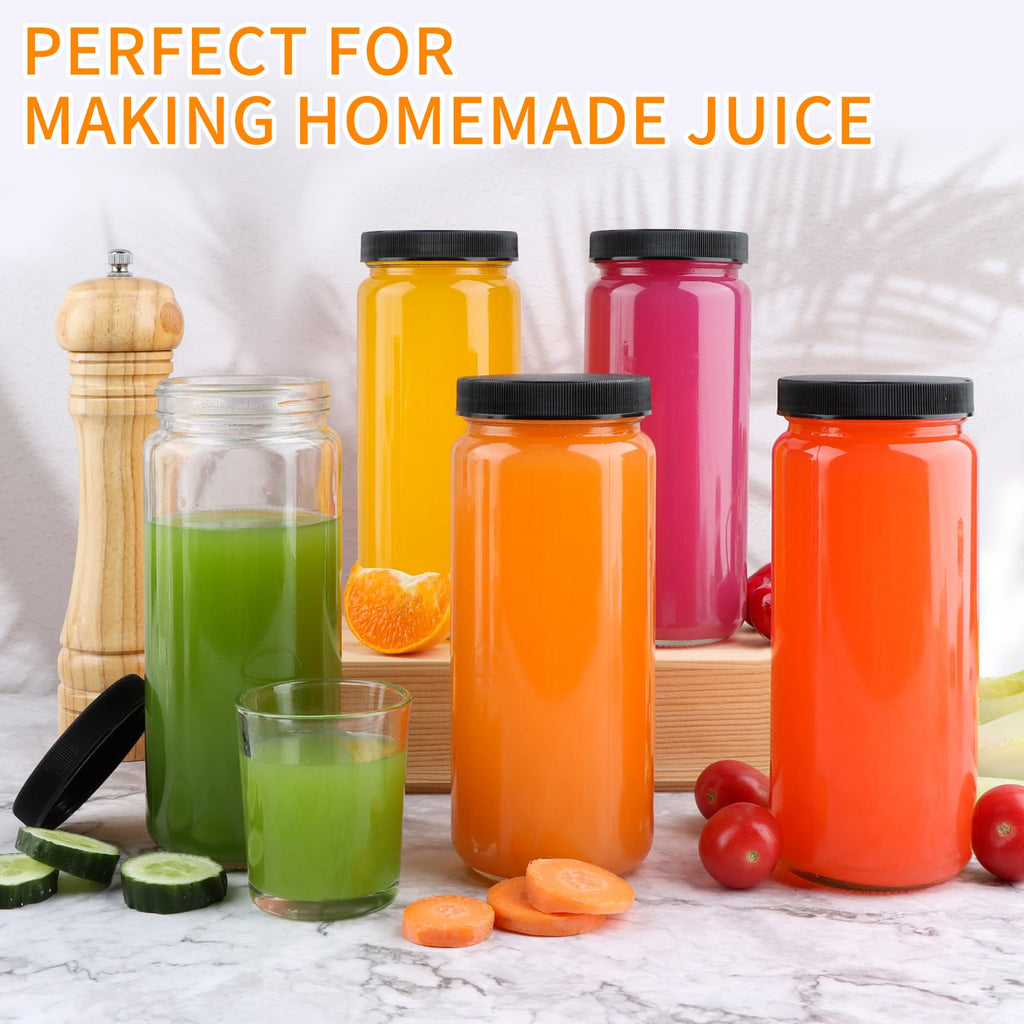 16oz Glass Juice Bottles, 12 Pack B87577