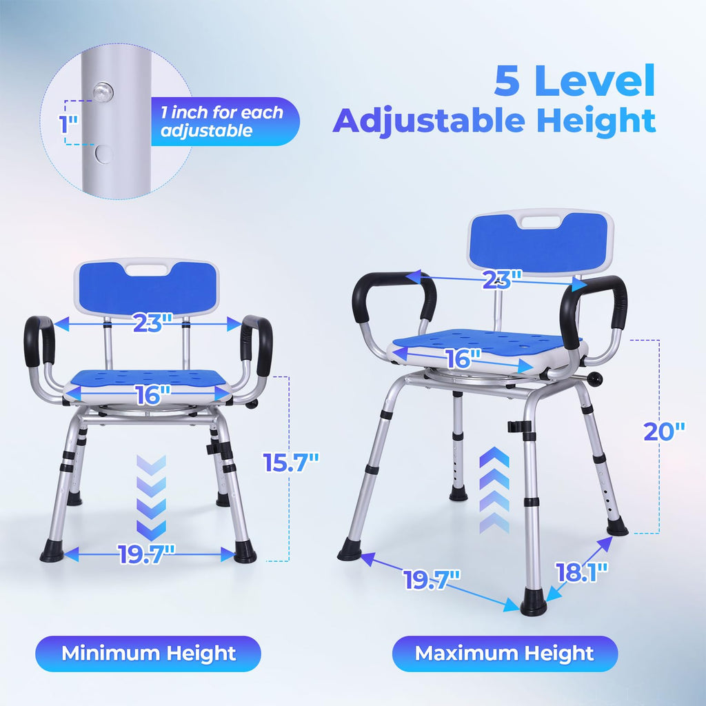 Swivel Shower Chair with Arms and Back O391871
