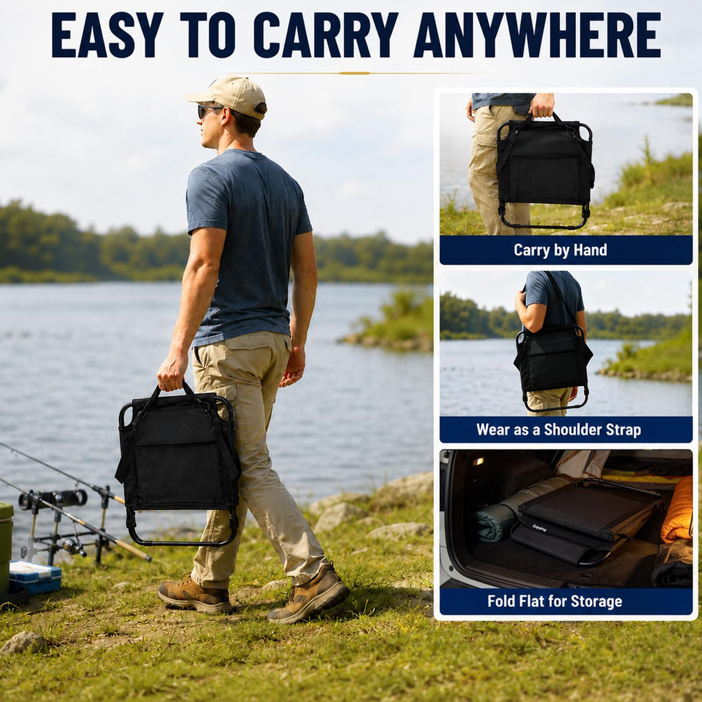 Portable Stadium Seat with Back Support and Storage Pockets R591651