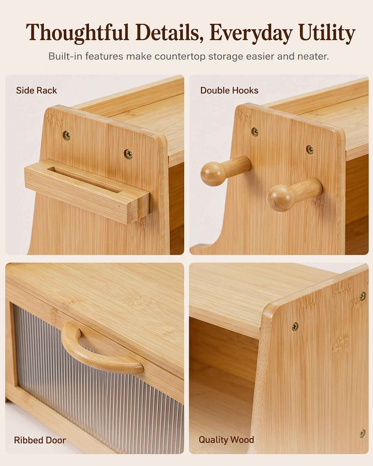 Large Capacity Bread Box with Shelf Organizer S435809