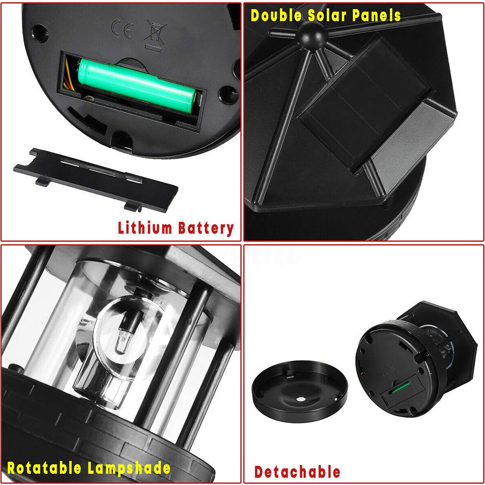 Solar Lighthouse LED Rotating Garden Light with 2 Solar Panels Y605724