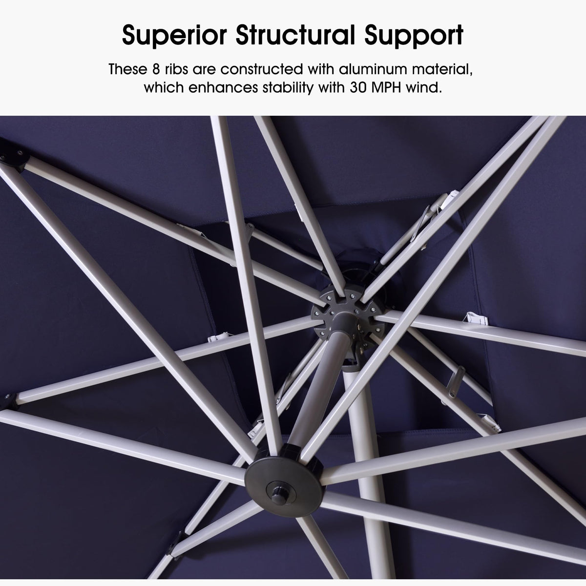 Navy Blue 9' X 12' Patio Cantilever Umbrella with Base Q9643