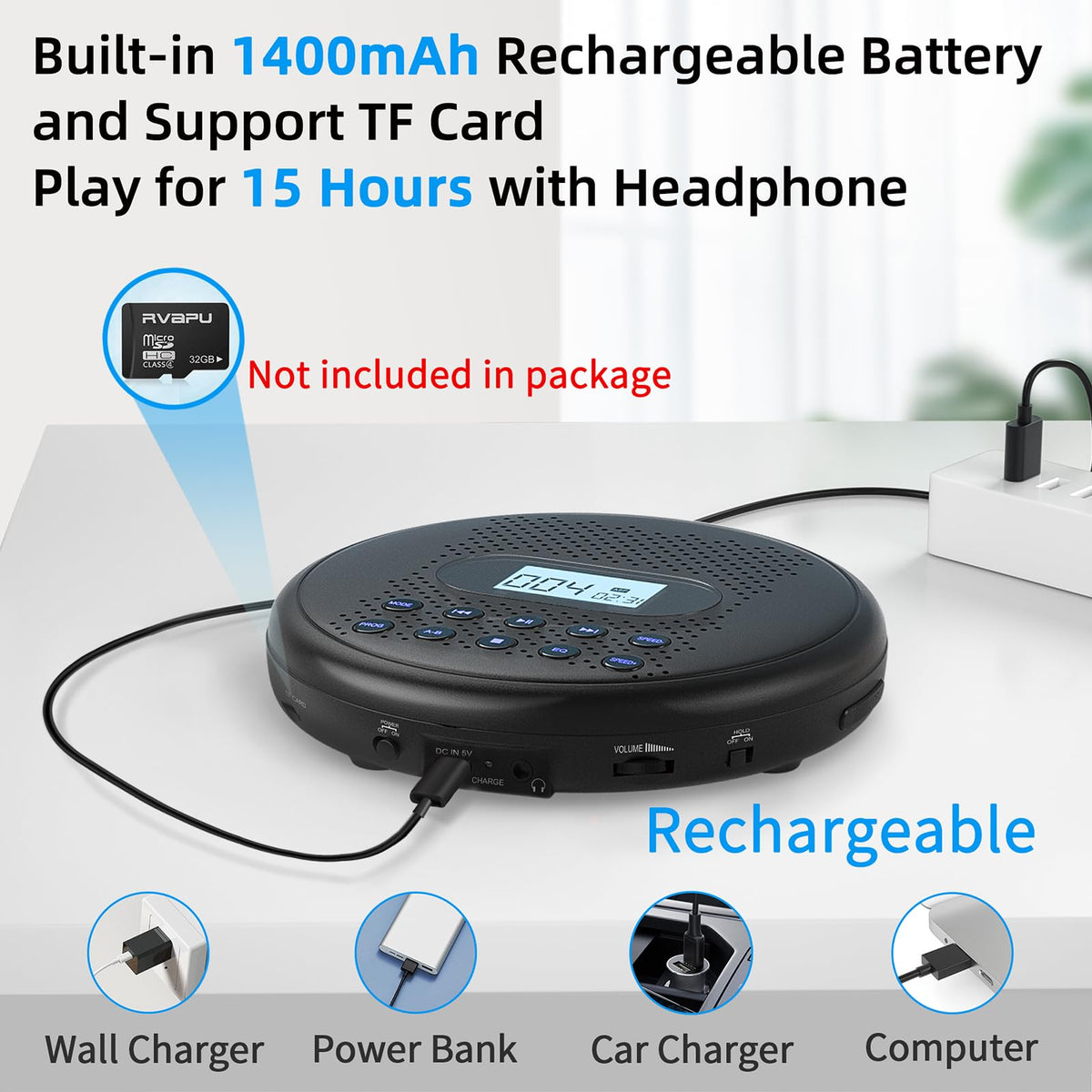Portable CD Player with Dual Stereo Speakers C73974