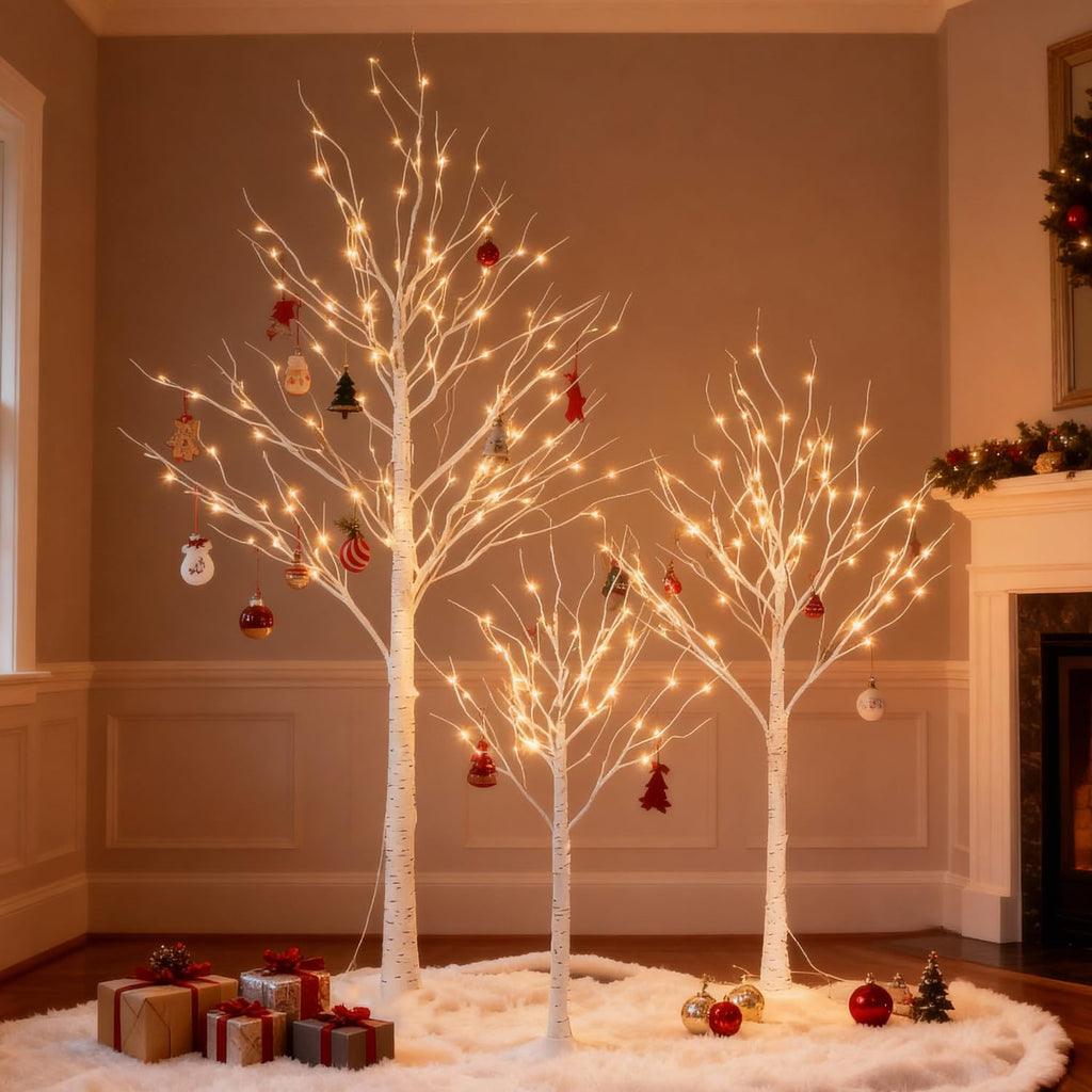 LED Birch Tree Light Set 4ft 6ft 8ft Warm White 3-Pack L666