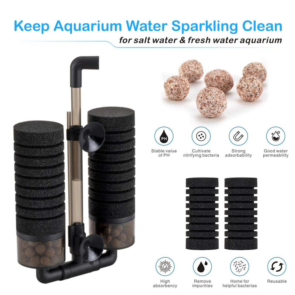Aquarium Double Sponge Filter with Bio Ceramic Media Balls T3301