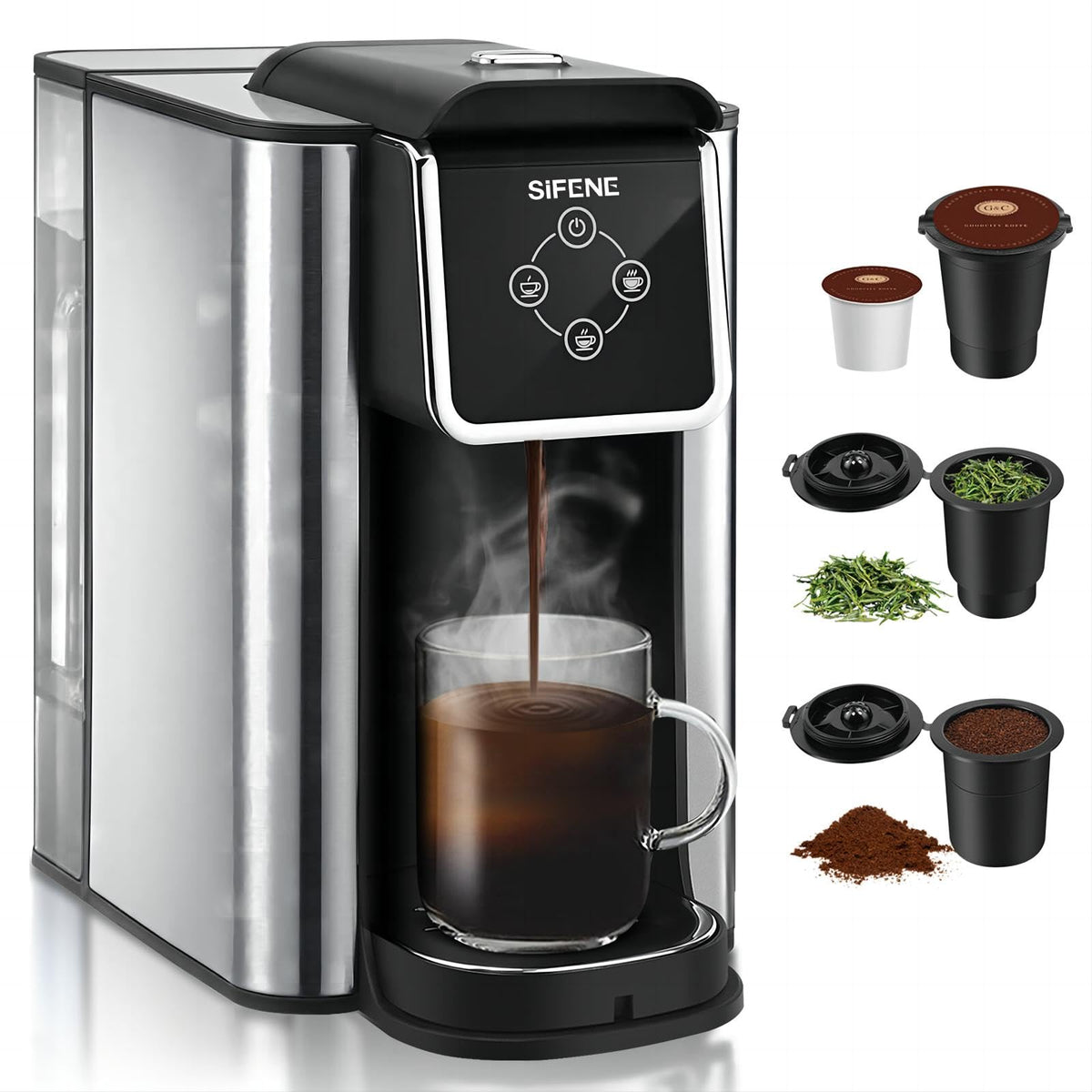 Single Serve Coffee Maker, 3-in-1, 6-12oz, Black L635