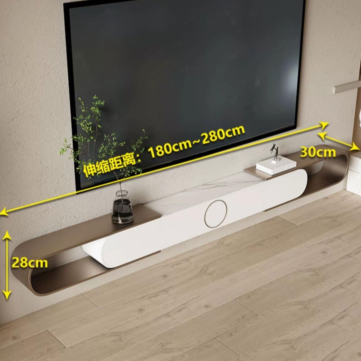 Expandable Wall Mounted TV Stand with Storage H1395