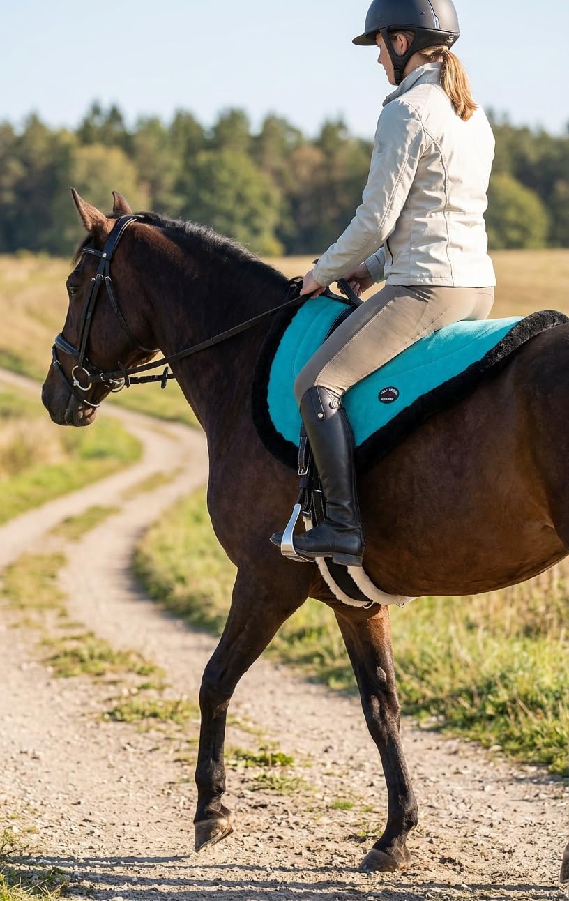 Turquoise Suede Leather Western Saddle Pad with Stirrups E7156