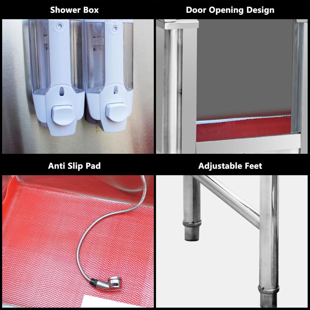 Stainless Steel Dog Grooming Bathtub with Walk-in Stairs J8230
