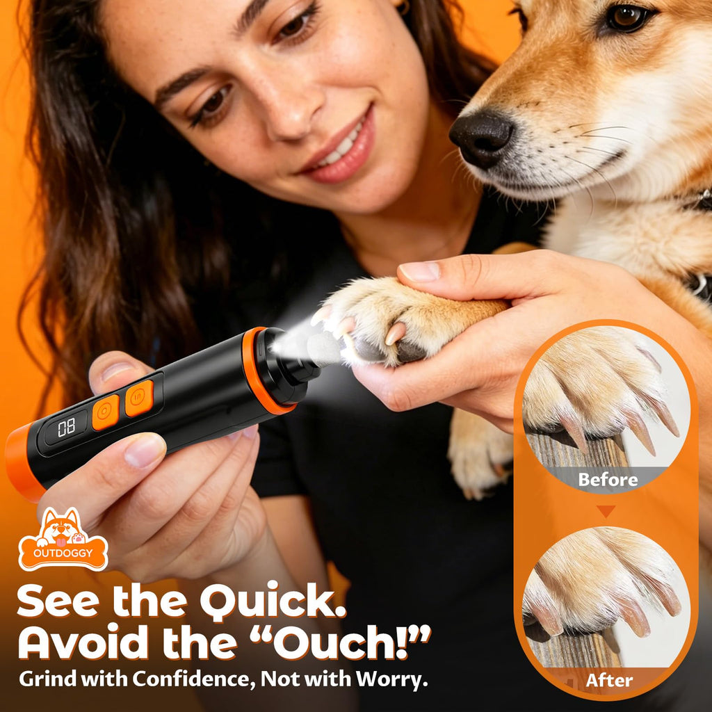 Dog Nail Grinder, Quiet 3-Speed with LED & Safety Guard X163