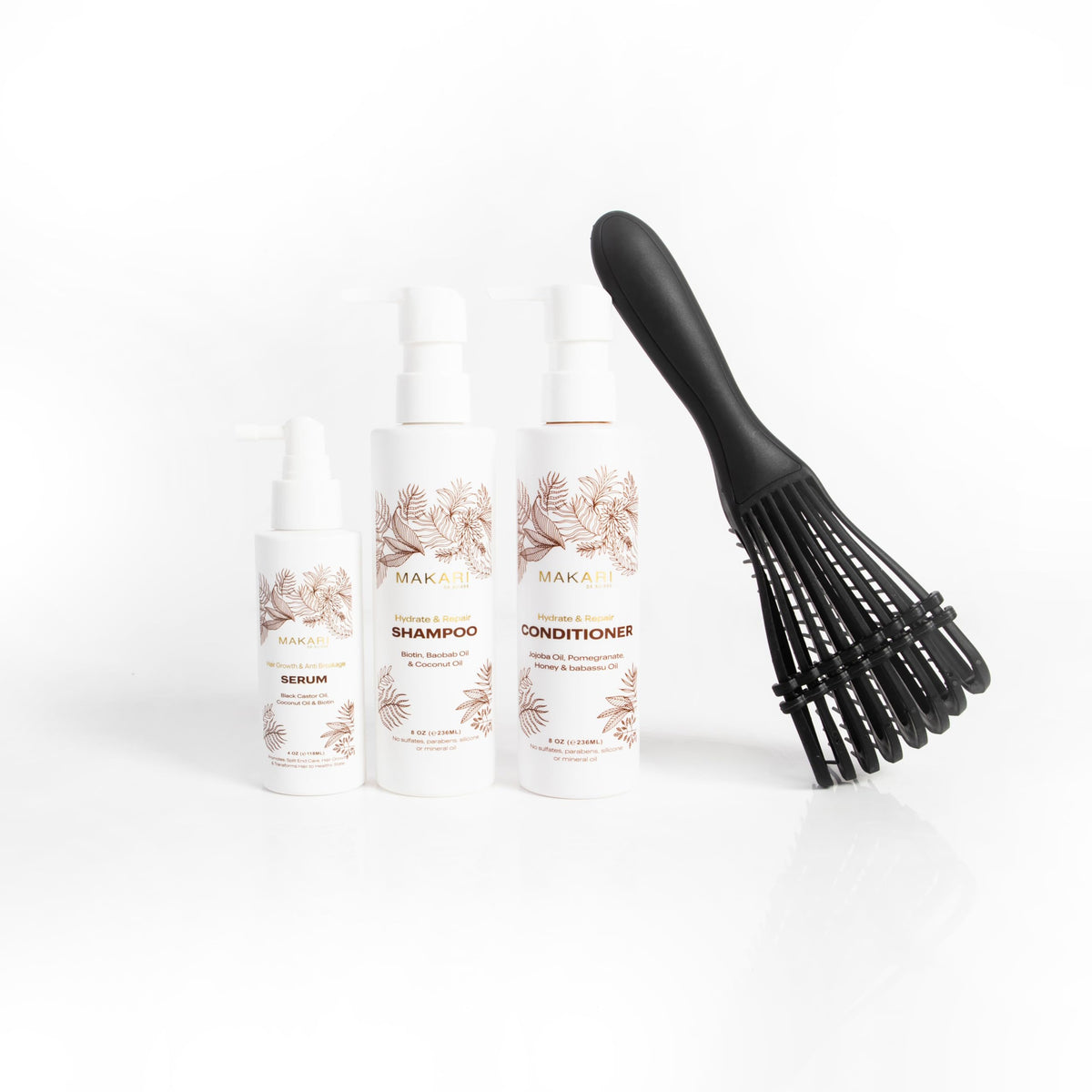 Hair Care Set with Shampoo, Conditioner, Serum & Brush H13371