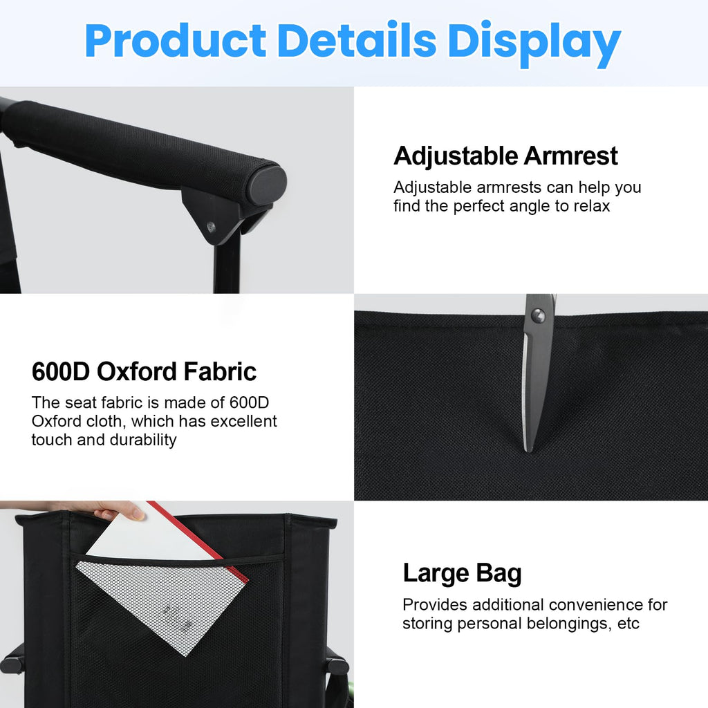 2 Pcs Black Folding Stadium Seats with Back Support and Cup Holder I32363