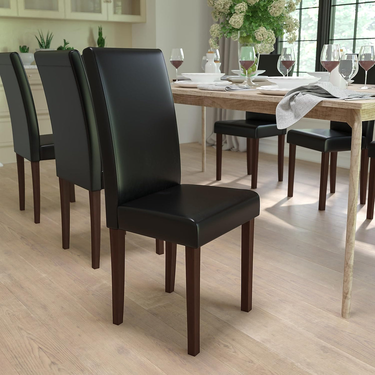 Black LeatherSoft Parsons Dining Chair T631843