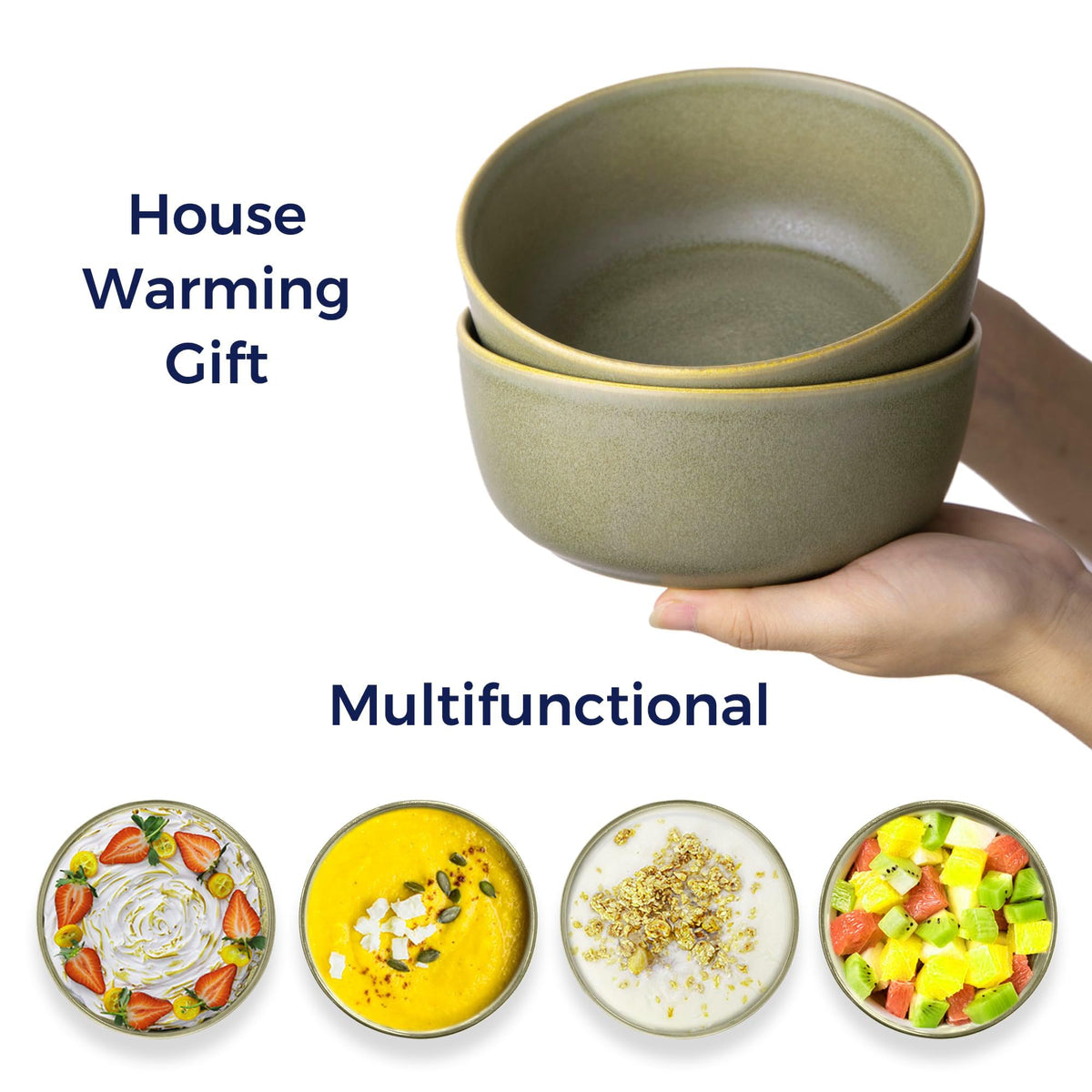 Stoneware Cereal Bowls Set of 4, 26oz Ceramic Bowls X210210