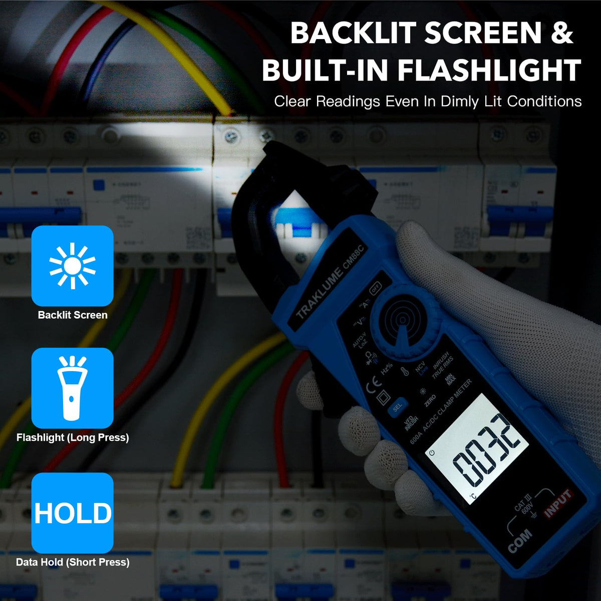 600A AC/DC TRMS Clamp Meter Multimeter K8583