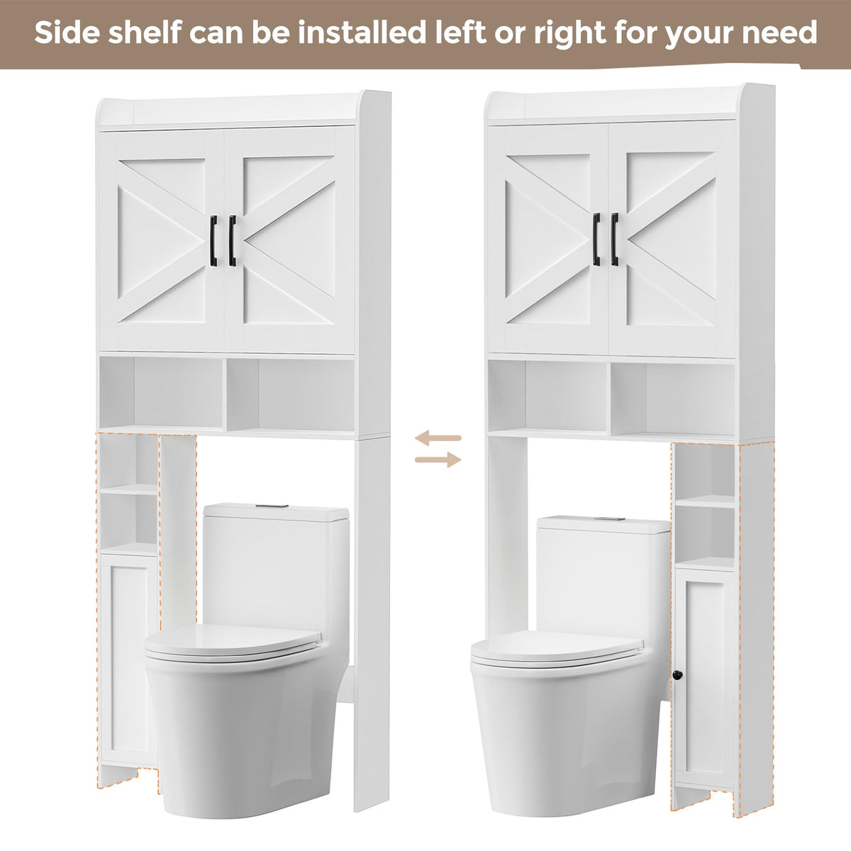 Wooden Over The Toilet Storage Cabinet with Barn Door V844963