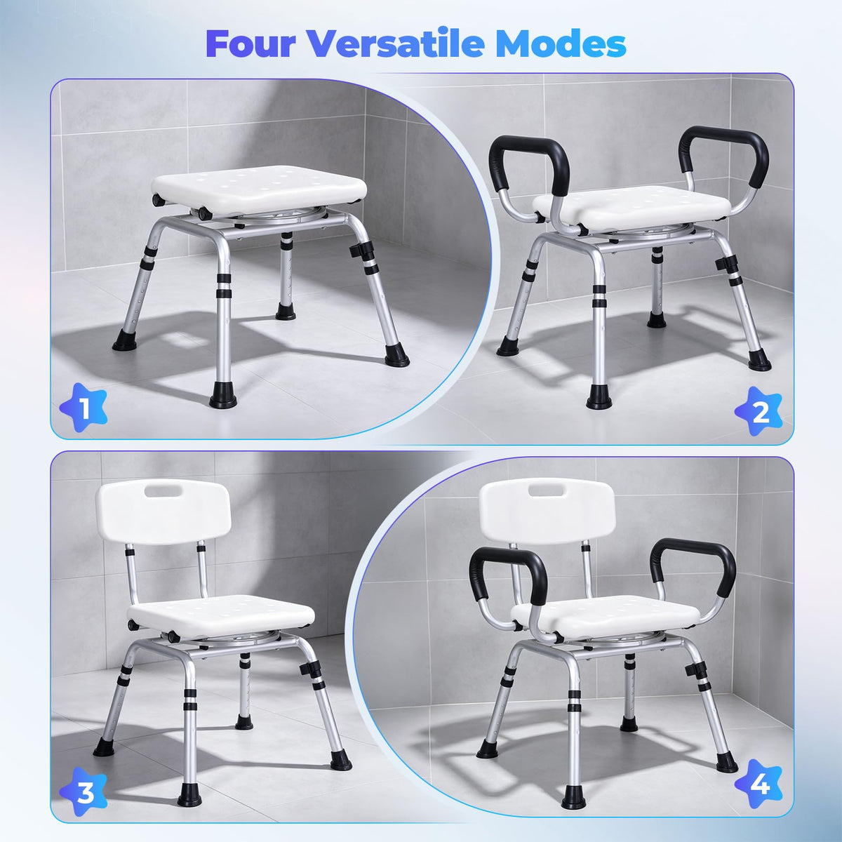 Swivel Shower Chair with Arms and Back O391871