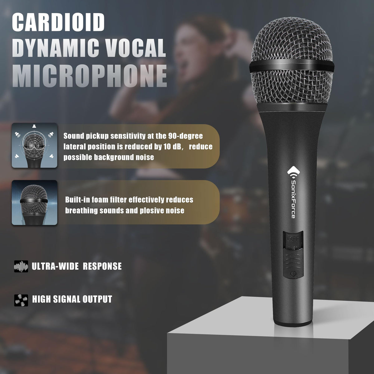 Dynamic Handheld Vocal Microphone with XLR to 1/4'' Audio Cable E250781