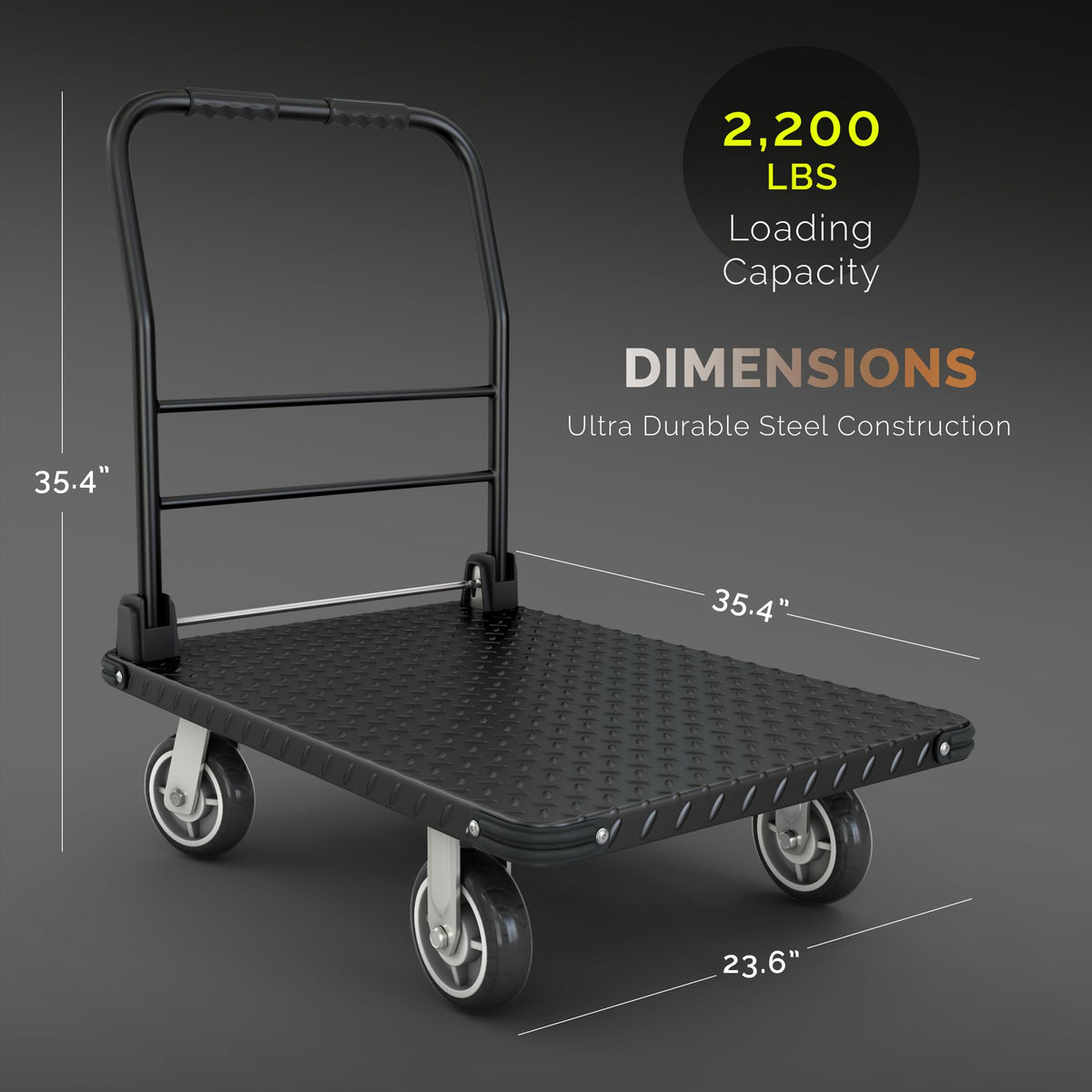 2200 lbs. Capacity Foldable Push Cart Dolly U6391