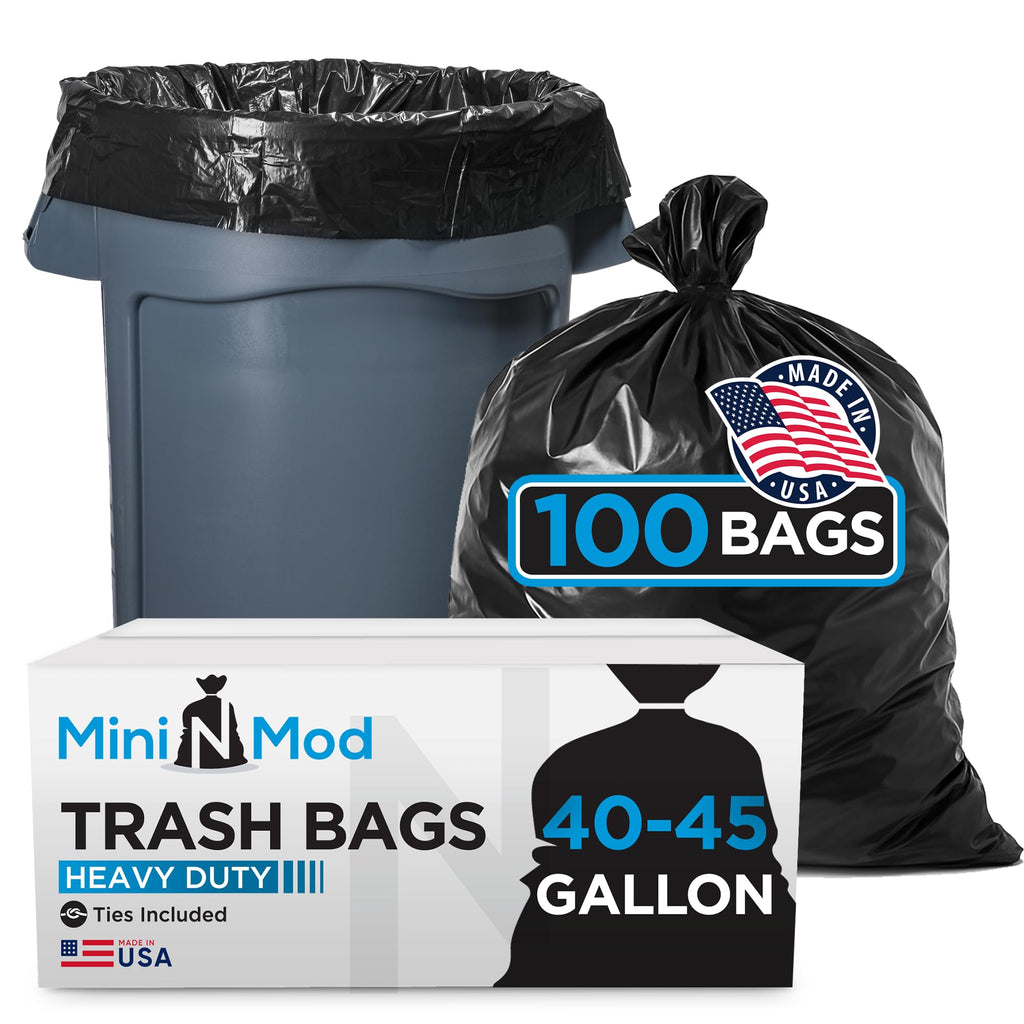 45 Gallon Heavy Duty Black Trash Bags 100 Count W39391