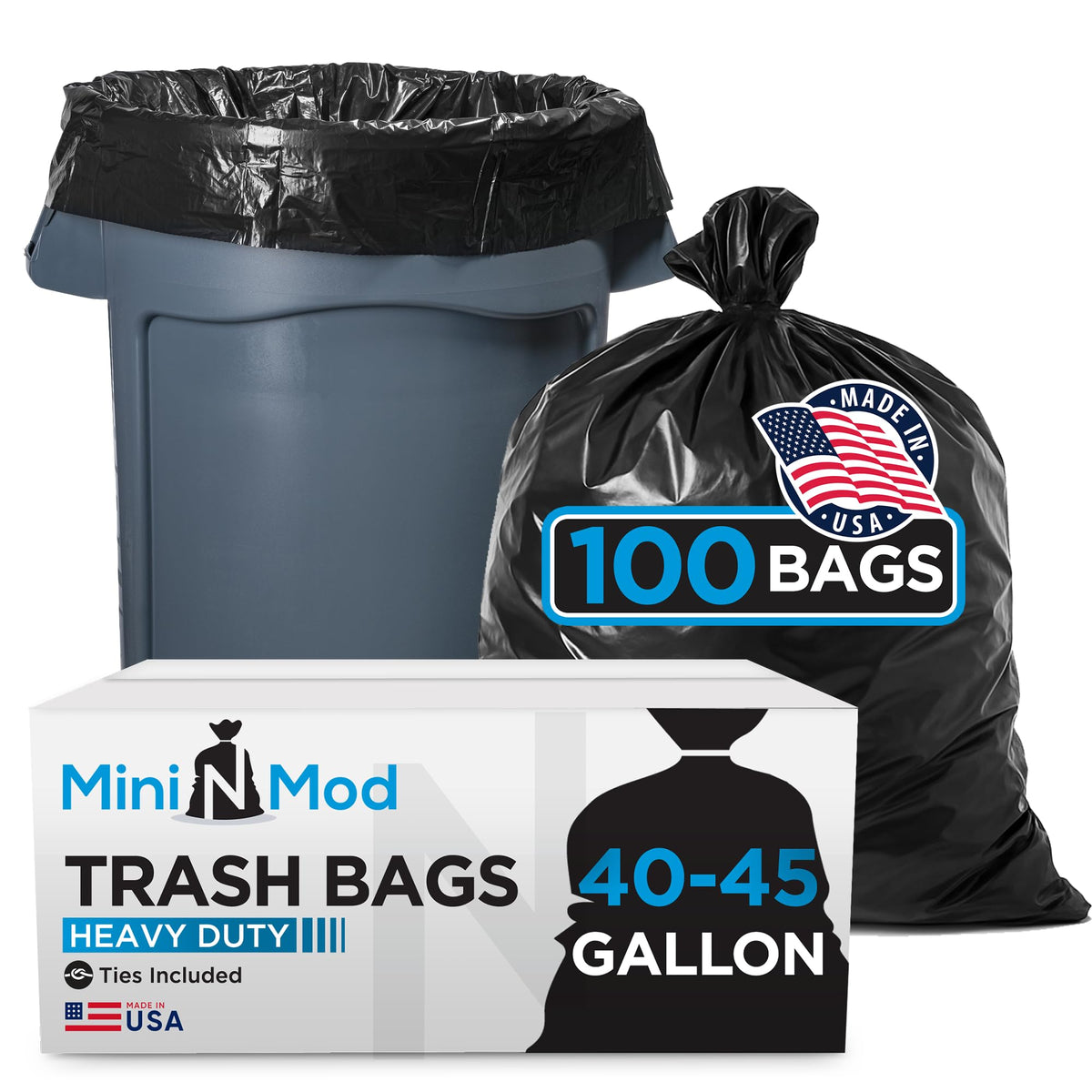 45 Gallon Heavy Duty Black Trash Bags 100 Count W39391