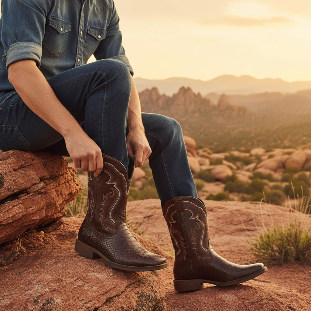 Cowboy Boots for Men Square Toe Mid Calf W33977