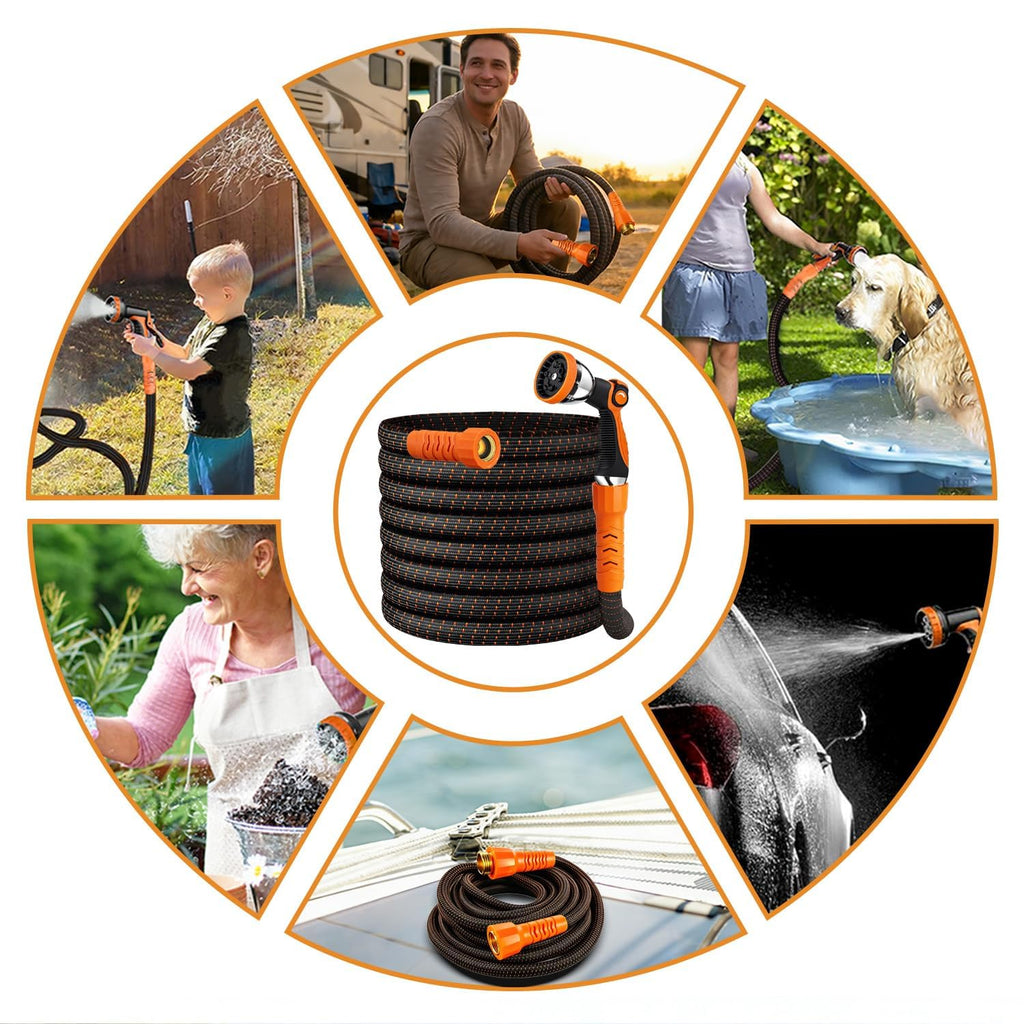 100FT Flexible Garden Hose with 10 Modes Nozzle S8013