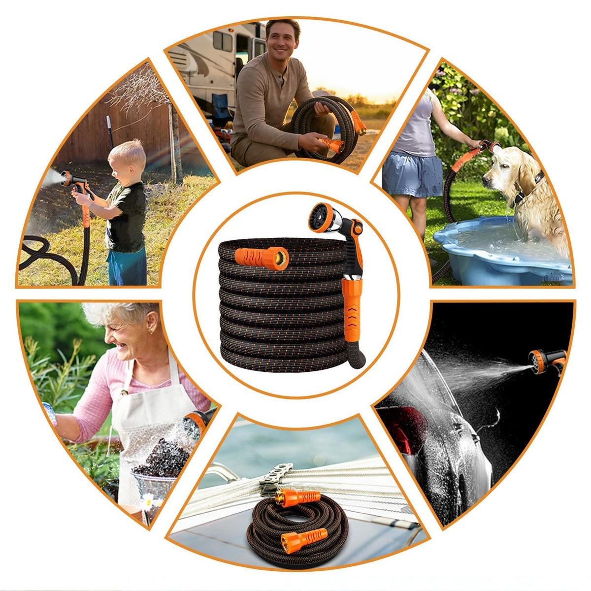 100FT Flexible Garden Hose with 10 Modes Nozzle S8013