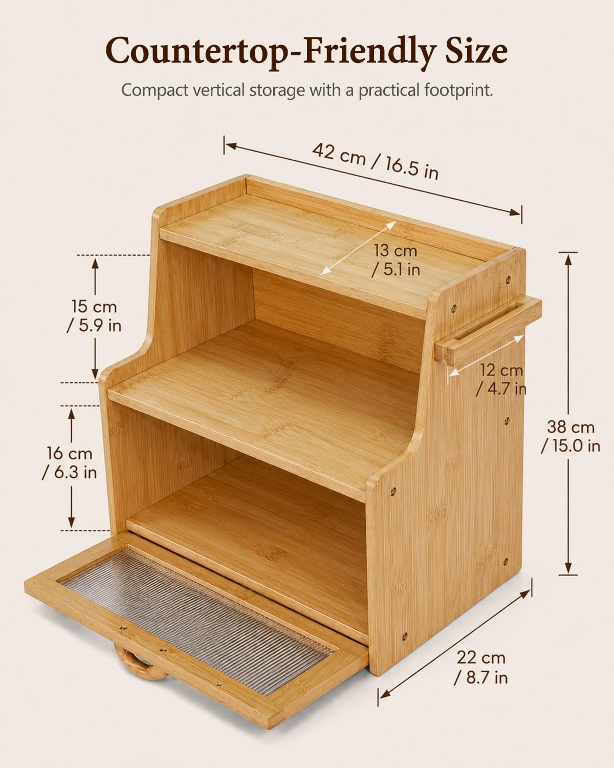 Large Capacity Bread Box with Shelf Organizer S435809