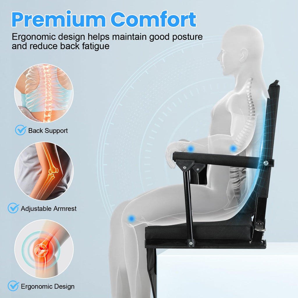 2 Pcs Black Folding Stadium Seats with Back Support and Cup Holder I32363