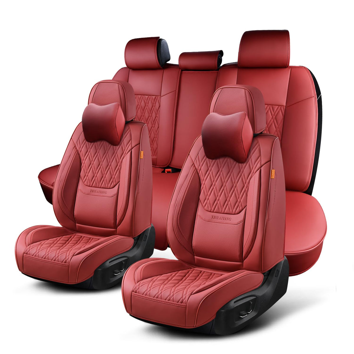 Wine Red Leather Car Seat Covers Full Set P669566