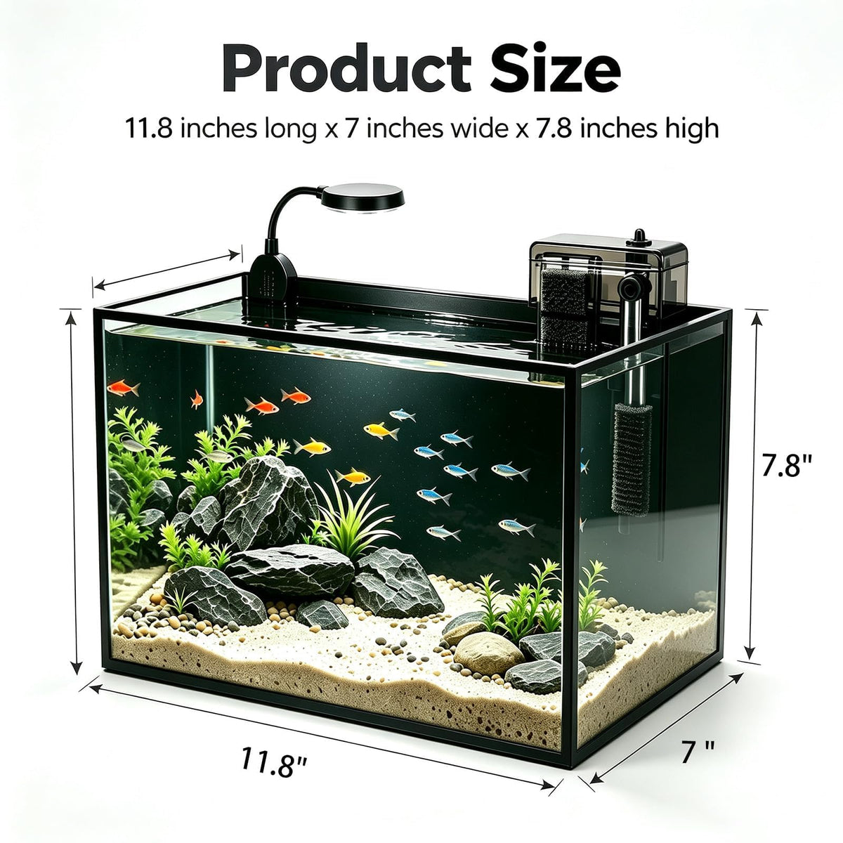 2.8 Gallon Aquarium Starter Kit with LED and Filter Pump E922
