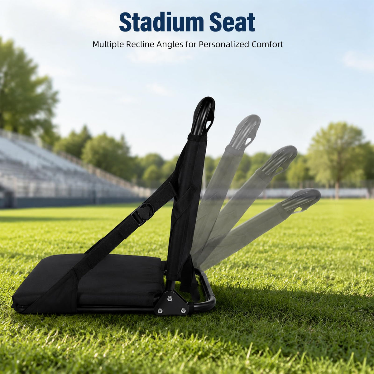 Portable Stadium Seat with Back Support and Storage Pockets R591651