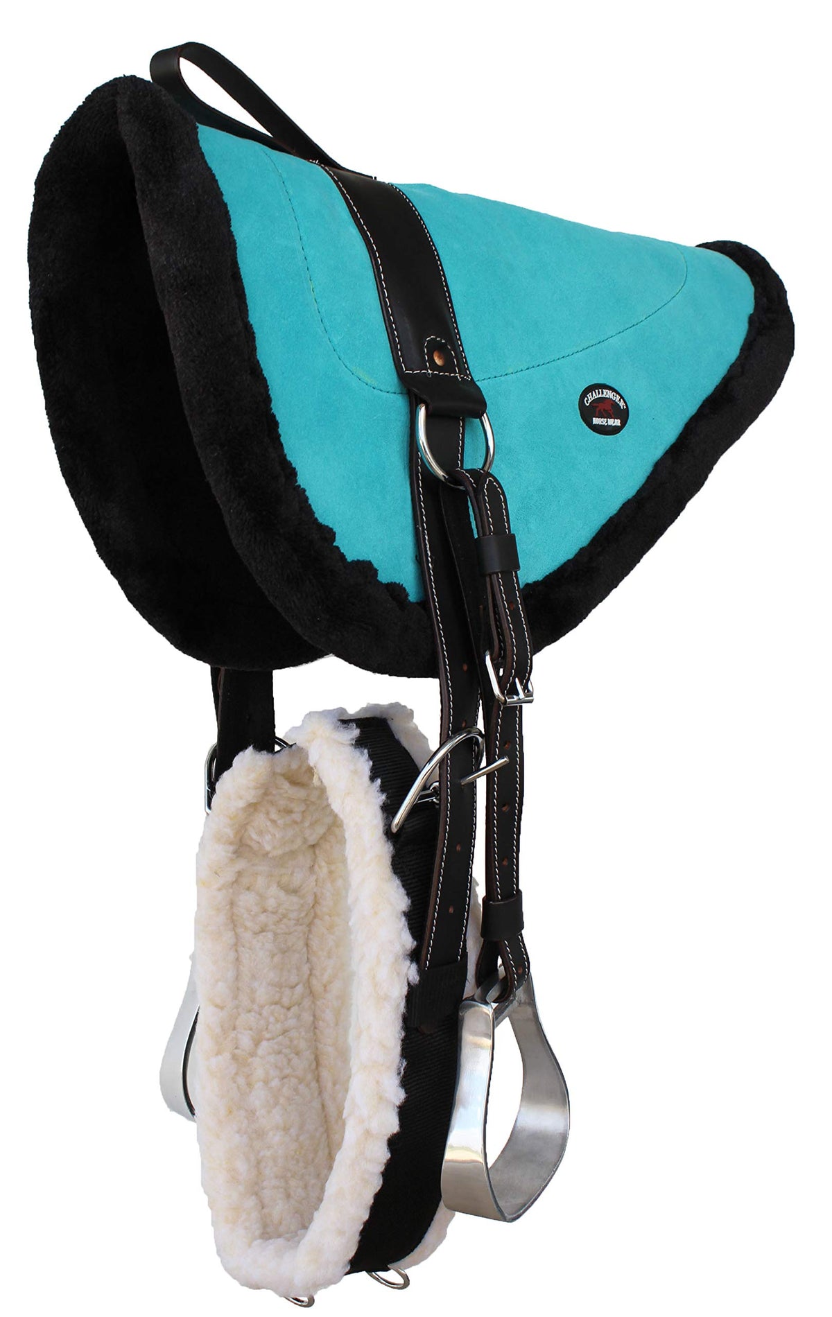 Turquoise Suede Leather Western Saddle Pad with Stirrups E7156