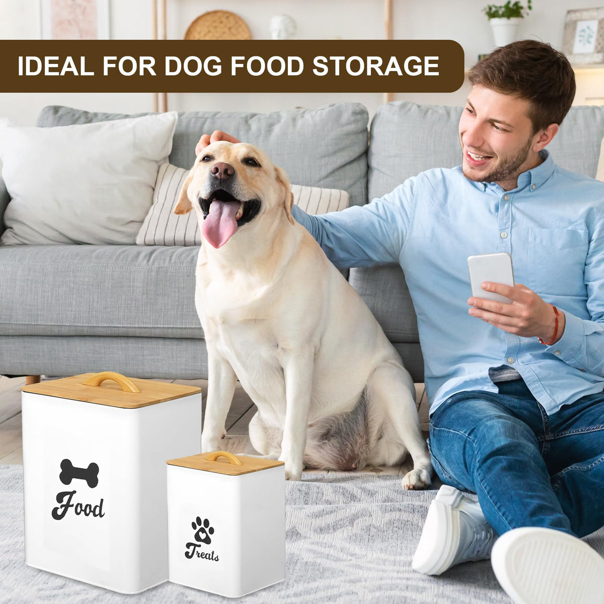 White 2PCS Airtight Dog Treat Container W607215