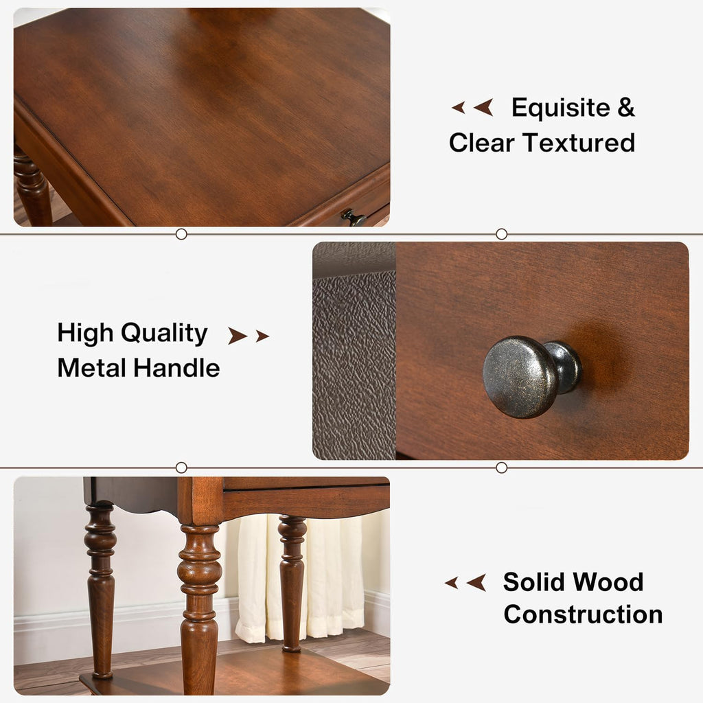 Solid Wood End Table with Drawer O926