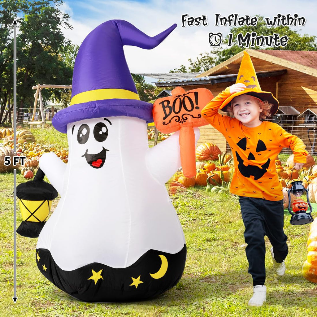 5 FT Halloween Inflatables Ghost with Built-in LEDs P2096