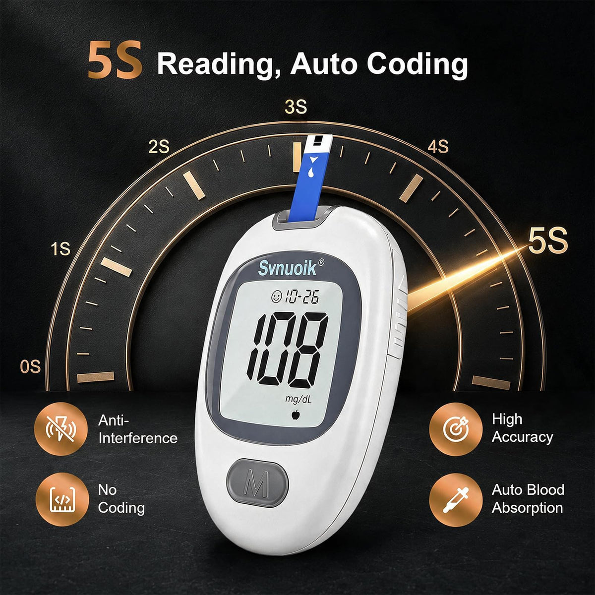 Blood Glucose Monitor Kit with 100 Strips & Lancets X278